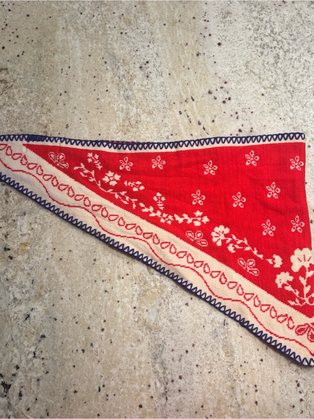 Red Bandana Knit Triangle Scarf